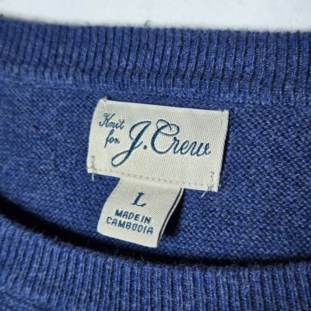 J Crew Mens Cotton Garter Stitch Sweater Large Preppy Knit‎ Winter Sustainable